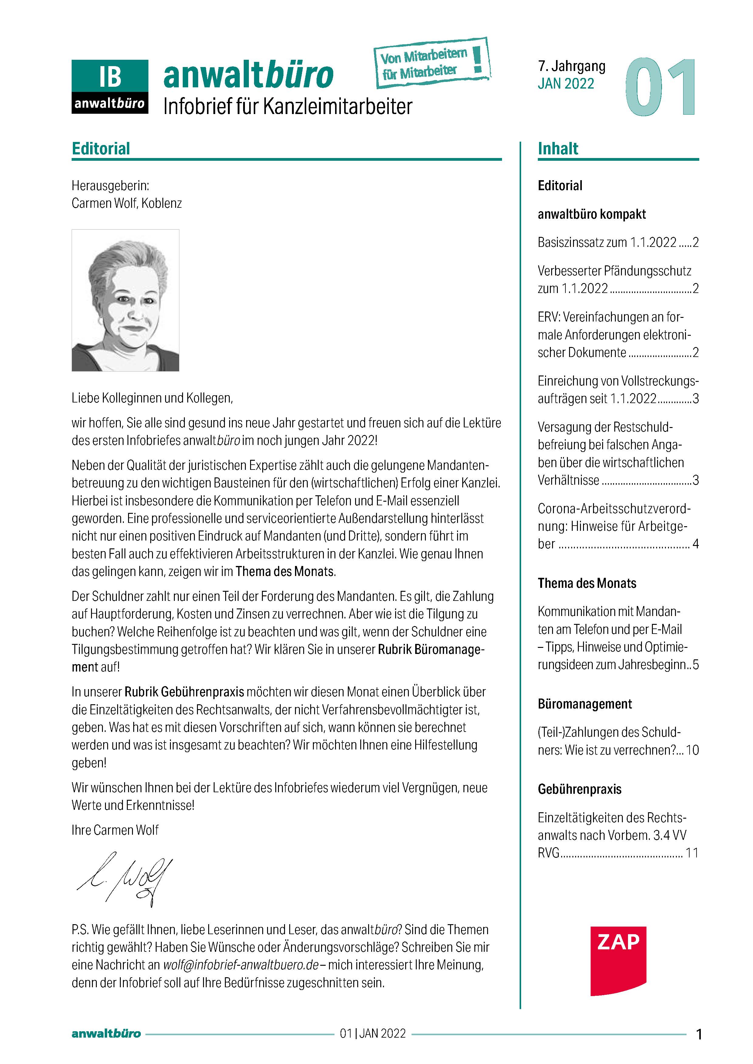 Infobrief Anwaltbüro
