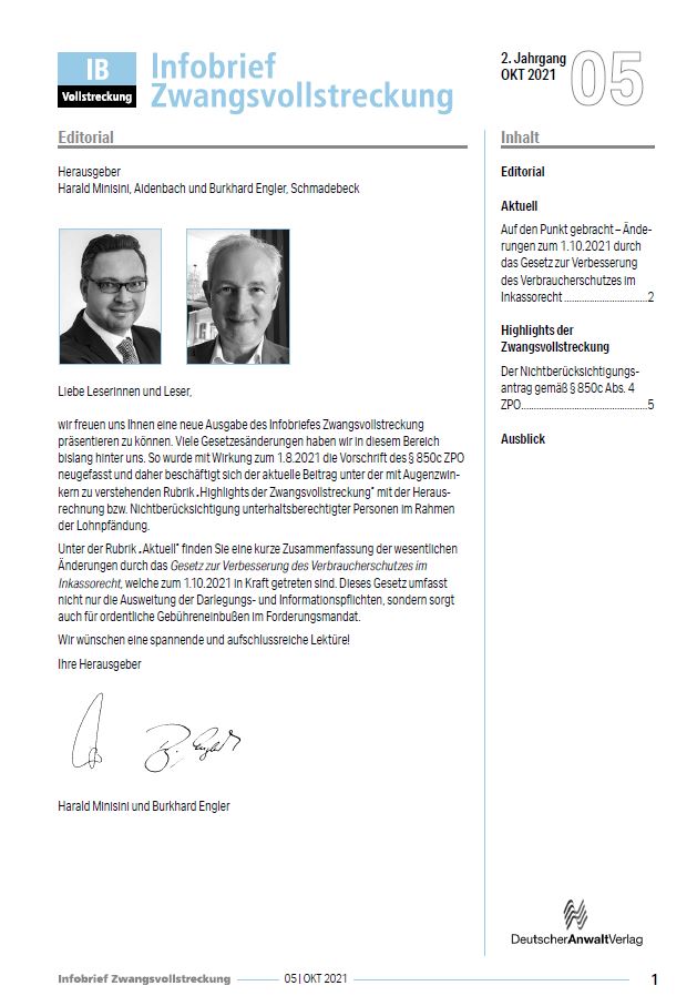 Infobrief Zwangsvollstreckung
