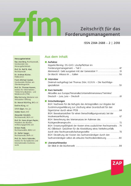 Zeitschrift für das Forderungsmanagement