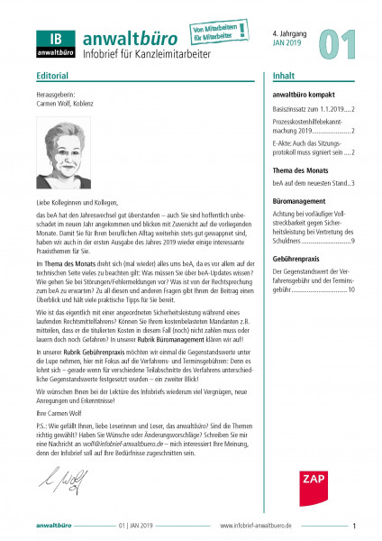 Infobrief Anwaltbüro