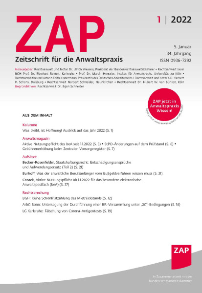 ZAP Zeitschrift für die Anwaltspraxis (digital)